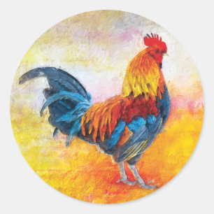 Digitale kleurenillustraties met kleurrijke rooste ronde sticker