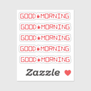 Digitale klok Goede ochtend koffie Mok Vroege gebo Sticker