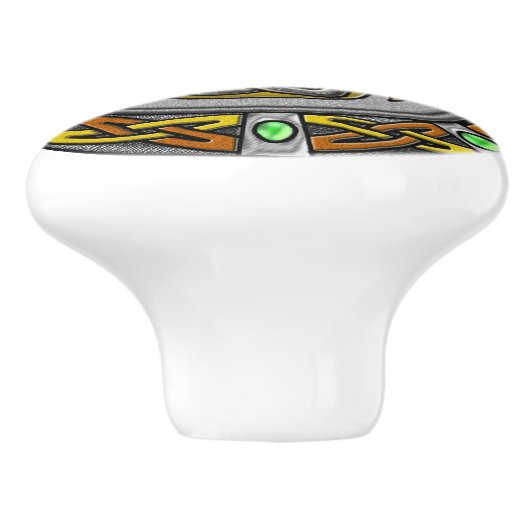 Digitale knoop van afbeelding van staal, leder en  keramische knop (Zijkant)