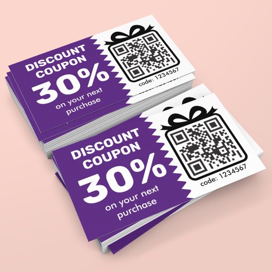 Digitale Korting Coupon met QR-code Paars