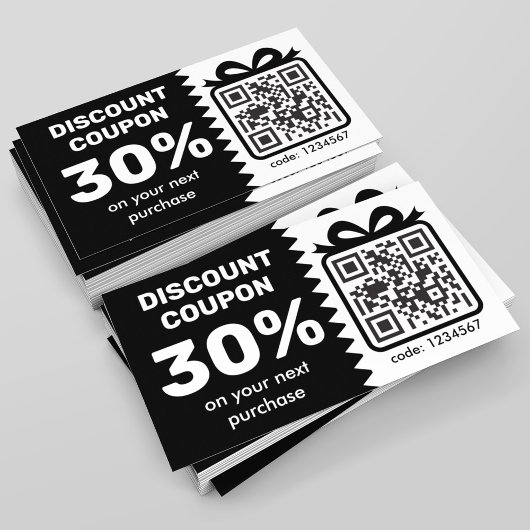 Digitale Korting Coupon met QR-code zwart