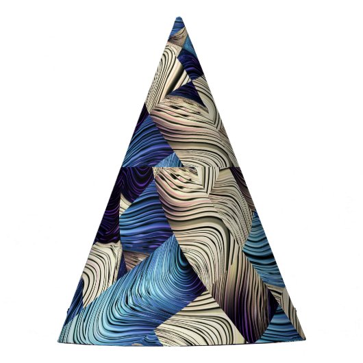 Digitale Kunst Blauw Abstract Vierkanten Feesthoedjes (Voorkant)