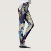 Digitale Kunst Blauw Abstract Vierkanten Leggings (Rechts)