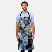 Digitale Kunst Blauw Abstract Vierkanten Schort (Gedragen)