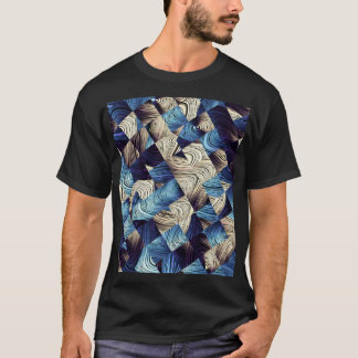 Digitale Kunst Blauw Abstract Vierkanten T-shirt