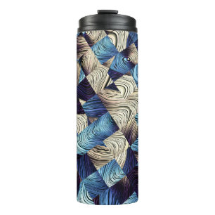 Digitale Kunst Blauw Abstract Vierkanten Thermosbeker