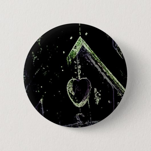 Digitale kunst in het vogelhuis ronde button 5,7 cm (Voorkant)