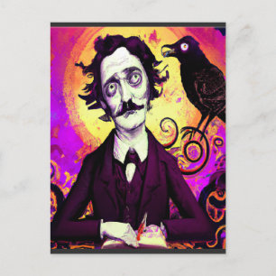 Digitale kunst  Kijk Edgar Allan Poe Raven Sho Briefkaart