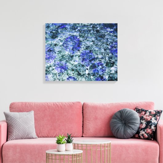 Digitale kunst met blauwe waterverf abstracte acht canvas afdruk (Insitu (Woonkamer))