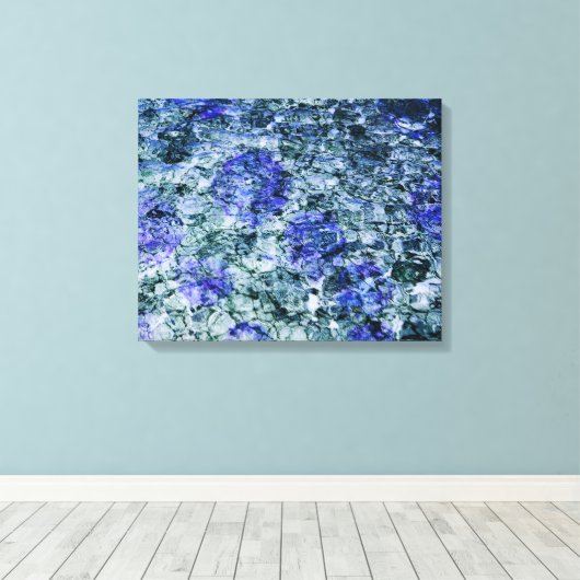 Digitale kunst met blauwe waterverf abstracte acht canvas afdruk (Insitu (Houten vloer))