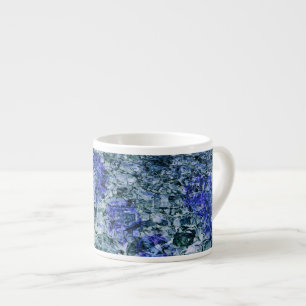 Digitale kunst met blauwe waterverf abstracte acht espresso kop
