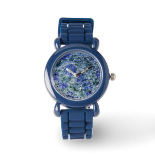 Digitale kunst met blauwe waterverf abstracte acht horloge