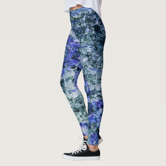 Digitale kunst met blauwe waterverf abstracte acht leggings (Links)