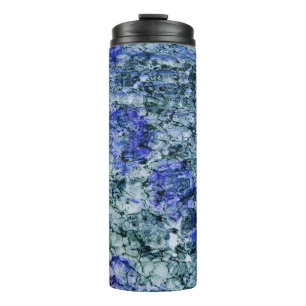 Digitale kunst met blauwe waterverf abstracte acht thermosbeker