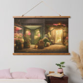 Digitale kunst met een bloeiende winkel hangend wandkleed (Slaapkamer)