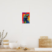 Digitale kunst met heldere en levendige T-Rex-illu Poster (Keuken)