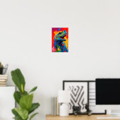 Digitale kunst met heldere en levendige T-Rex-illu Poster (Thuiskantoor)