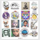 Digitale kunst met schedel en vlinder sticker (Vel)