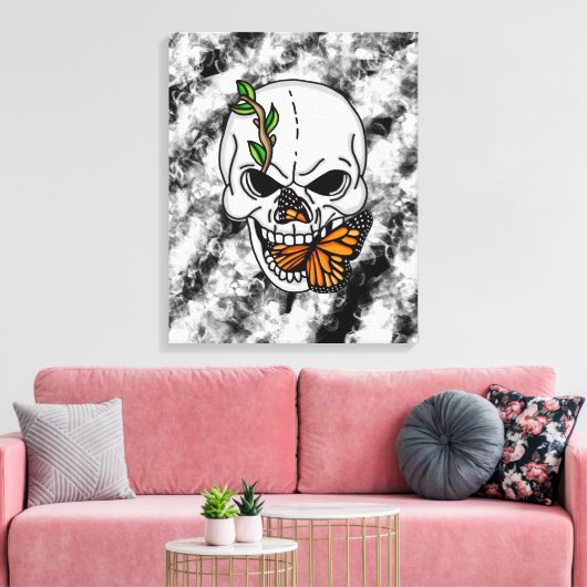 Digitale kunst met schedel en vorst canvas afdruk (Insitu (Woonkamer))