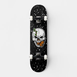 Digitale kunst met schedel en vorst skateboard