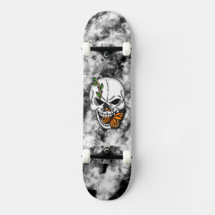 Digitale kunst met schedel en vorst skateboard