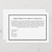 Digitale kunst Print Certificaat van echtheid Bedankkaart (Voorkant / Achterkant)