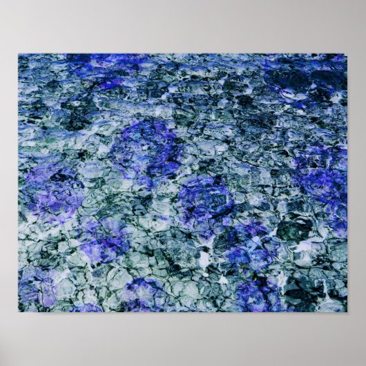 Digitale kunst van blauwe aquarel abstracte achter poster (Voorkant)