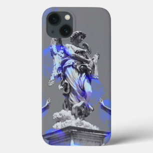 Digitale kunst van sculpturen blauwe penseelstreke iPhone 13 hoesje