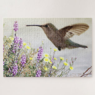 Digitale kunst voor mensvogels en wilde bloemen legpuzzel