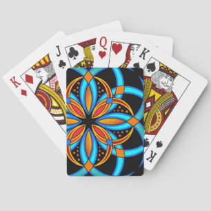 digitale kunstblauw oranje mandala monogrammen pokerkaarten