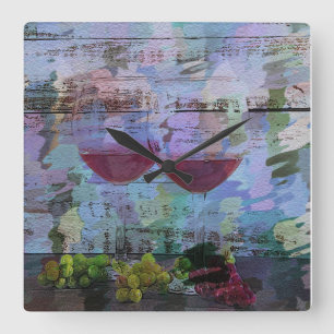 Digitale kunstklok met wijnindrukking vierkante klok