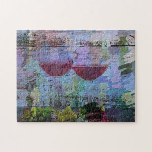 Digitale kunstpuzzels met wijnindrukken legpuzzel