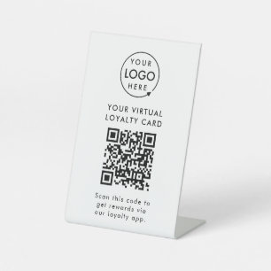 Digitale Loyalty Reward App QR Code Business Logo Reclamebord Met Voetstuk