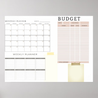 Digitale maandelijkse budgetplanner poster