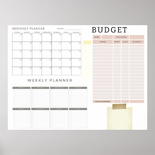 Digitale maandelijkse budgetplanner-Poster Poster (Voorkant)