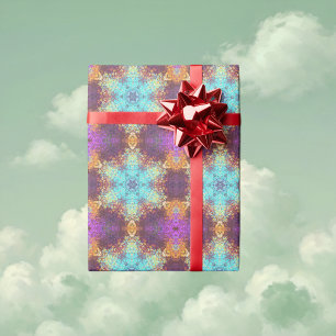 Digitale Mandala Blauw Geel en Paarse Cadeaupapier