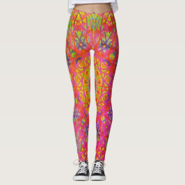 Digitale Mandala Geel Blauw en Paarse Leggings