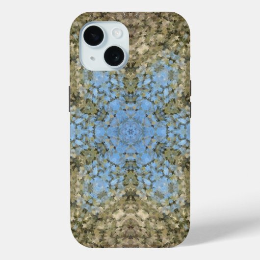 Digitale Mandala Geel en Blauw Case-Mate iPhone Case (Achterkant)