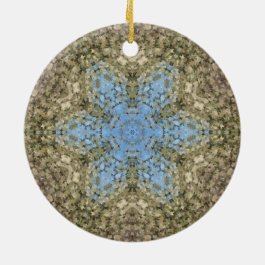 Digitale Mandala Geel en Blauw Keramisch Ornament (Achterkant)