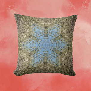 Digitale Mandala Geel en Blauw Kussen