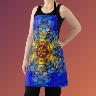 Digitale Mandala Geel en Blauw Schort