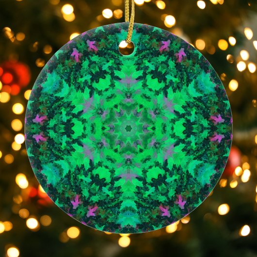 Digitale Mandala Groen en Paarse Keramisch Ornament