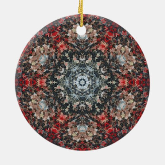 Digitale Mandala Rood en Wit Keramisch Ornament (Achterkant)
