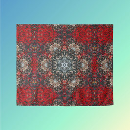 Digitale Mandala Rood en Wit Wandkleed