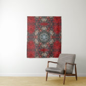 Digitale Mandala Rood en Wit Wandkleed (In situ)