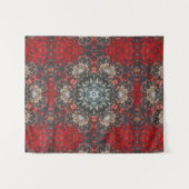 Digitale Mandala Rood en Wit Wandkleed (Voorkant (horizontaal))
