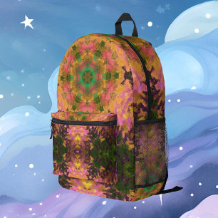 Digitale Mandala Roze Geel en Groen Bedrukte Rugzak
