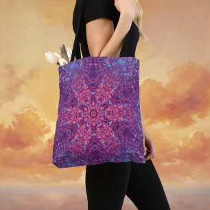Digitale Mandala Roze Paarse en Blauw Draagtas