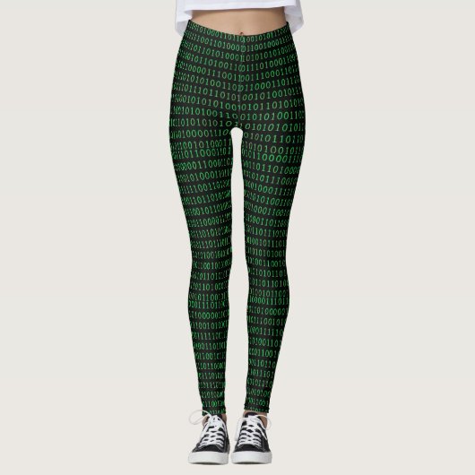 Digitale matrixcode – naadloos binair patroon leggings (Voorkant)