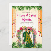 Digitale Mehendi uitnodiging & bruiloft Mehndi uit (Voorkant / Achterkant)